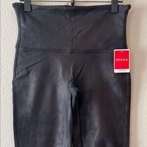 SPANX faux leather fleece-lined leggings NWT
